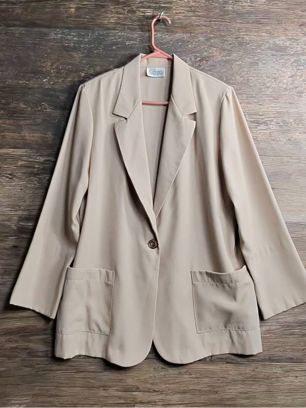 Cristin Steven’s Women's Taupe Single-Button Notch-Lapel Blazer
